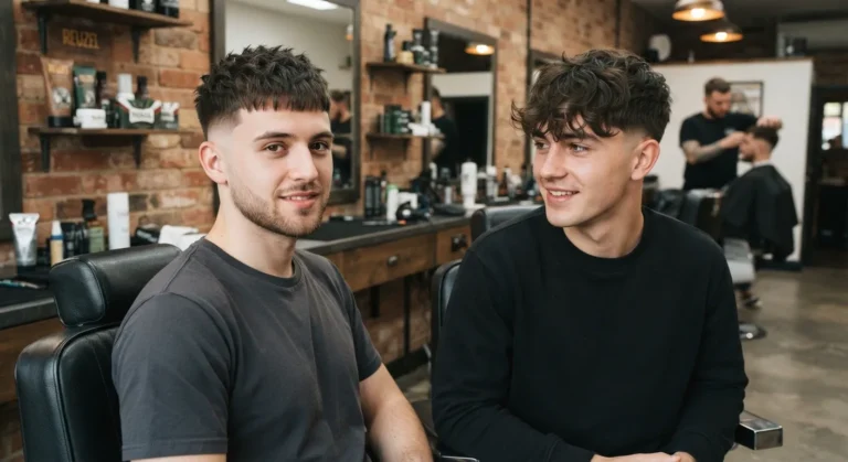 Blowout taper textured fringe haircut for men