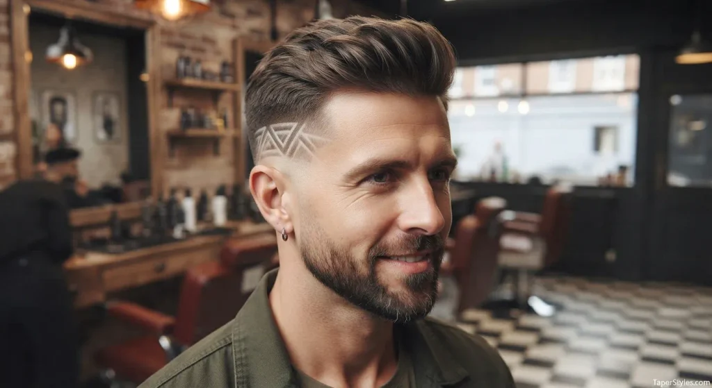 Mid taper with a clean shaved design detail on the side and neckline.