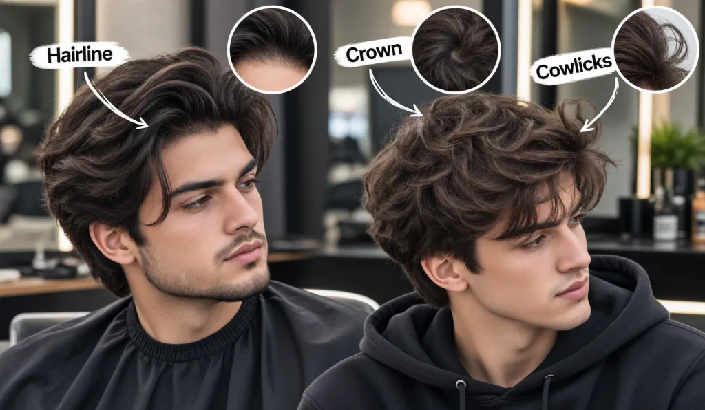 Medium Length Hairstyles for Men: 38 Cuts and How to Choose Yours 3 Hairline, crown and cowlicks
