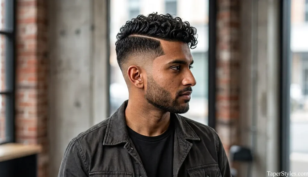 Mid Taper Fade for Black Male: 22 Best Styles for 2026 9 Hard part haircut with a curly or straight cropped top