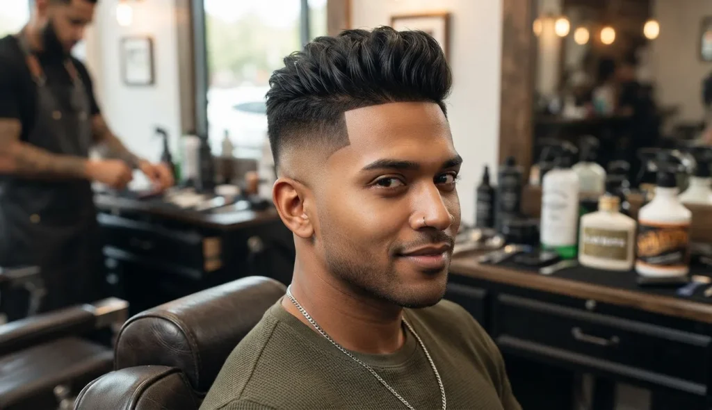 Blowout Taper Textured Fringe: The Complete Barber's Guide 7 High taper haircut with textured fringe and blowout styling