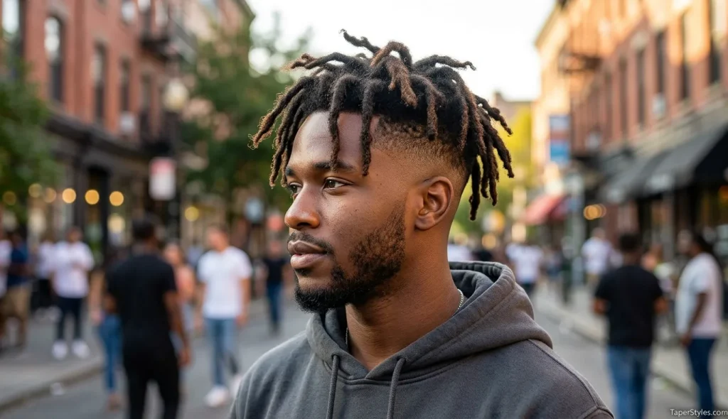 Mid Taper Fade for Black Male: 22 Best Styles for 2026 20 Loose locs hairstyle over a clean mid fade haircut