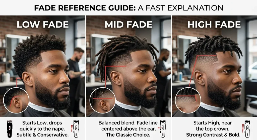 Mid Taper Fade for Black Male: 22 Best Styles for 2026 2 Mid fade, low fade, and high fade haircut styles for men