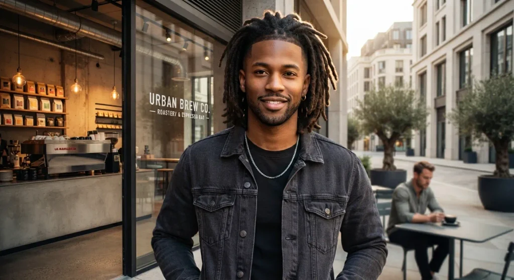 Mid Taper Fade Guide: Styles & Face Shapes (2026) 19 Mid Taper with dreads or locs, featuring textured locs on top and clean tapered sides.