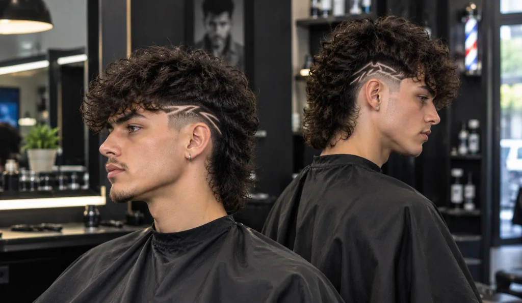 Low Taper Fade Modern Mullet Haircut: The Complete 2026 Guide 14 Mullet with hair design featuring a low taper fade and shaved side pattern