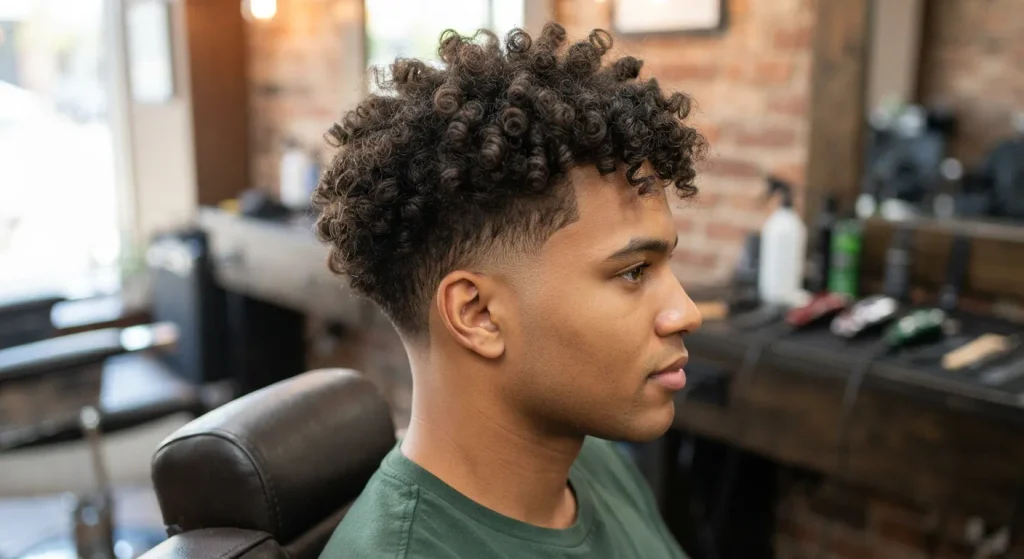 Low Taper Fade Curly Hair: Styles, Tips & Barber Guide 2026 9 Natural curl taper with defined curls and softly tapered sides.