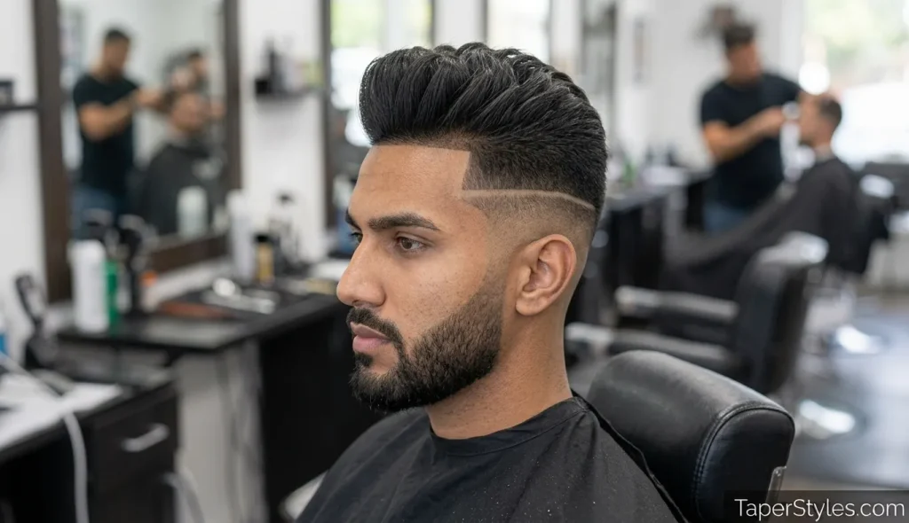 Mid Taper Fade for Black Male: 22 Best Styles for 2026 7 Black man with a skin fade and connected beard line