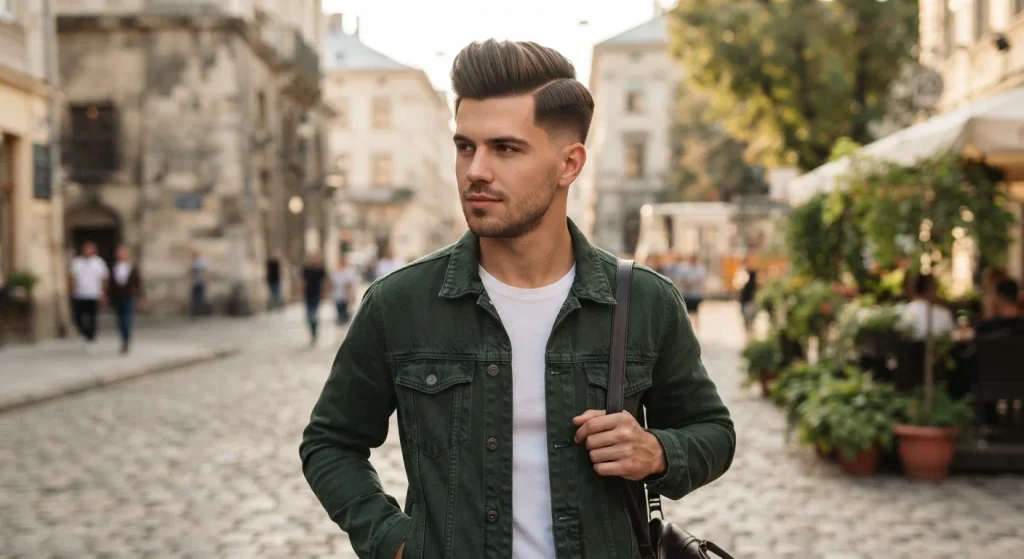 Straight hair with a clean low fade and natural texture.