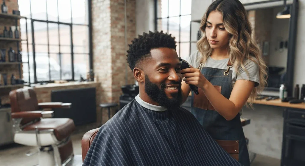 Taper fade haircut with a soft blend that stops at a short guard length