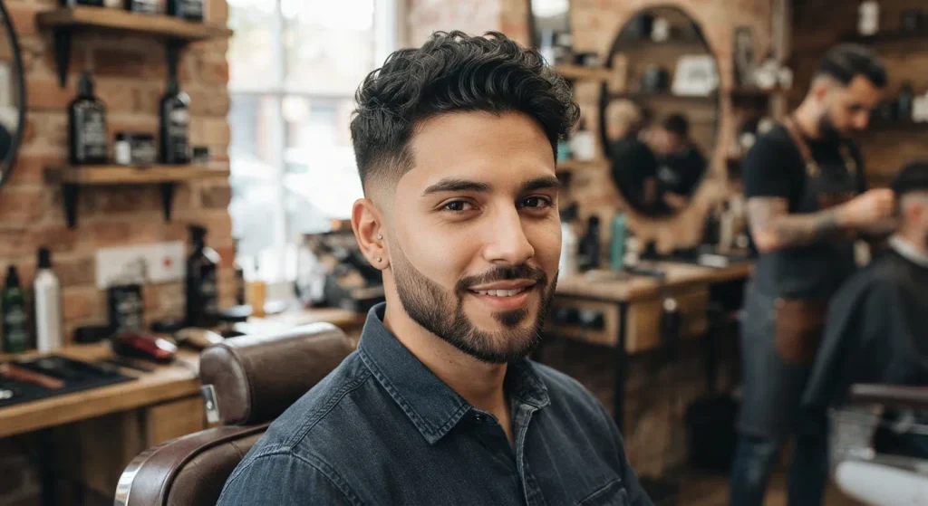 Low Taper Fade Curly Hair: Styles, Tips & Barber Guide 2026 18 Taper haircut seamlessly blended into a well-groomed beard for a clean, connected look.