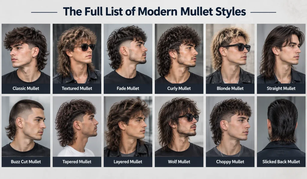 Different modern mullet haircut styles for men