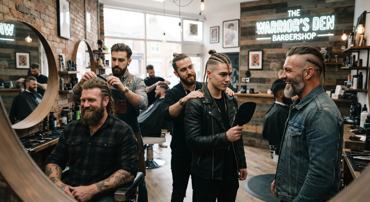 Warrior cut for men with textured layers and tapered sides