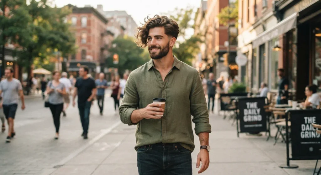 Wavy hair with a low fade and textured finish.