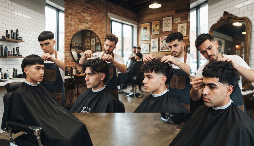 Edgar haircut variations suited to different face shapes and hairlines.