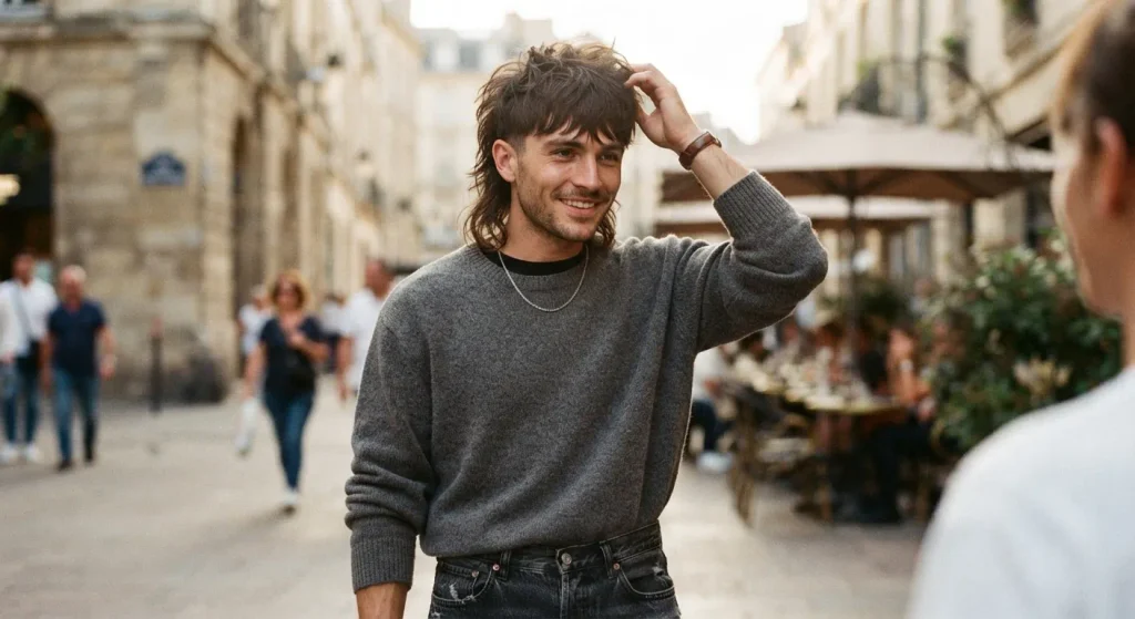Low Taper Fade Modern Mullet Haircut: The Complete 2026 Guide 11 Wolf cut hybrid with low taper fade and shaggy layered back