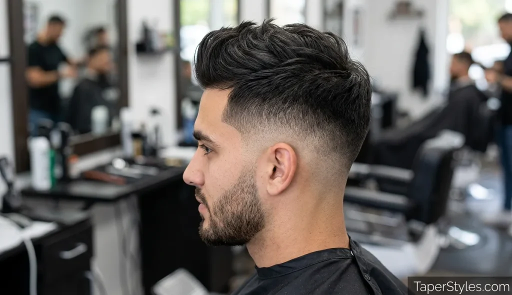 Mid Taper Fade for Black Male: 22 Best Styles for 2026 5 Black man with a zero guard skin fade and mid-height haircut